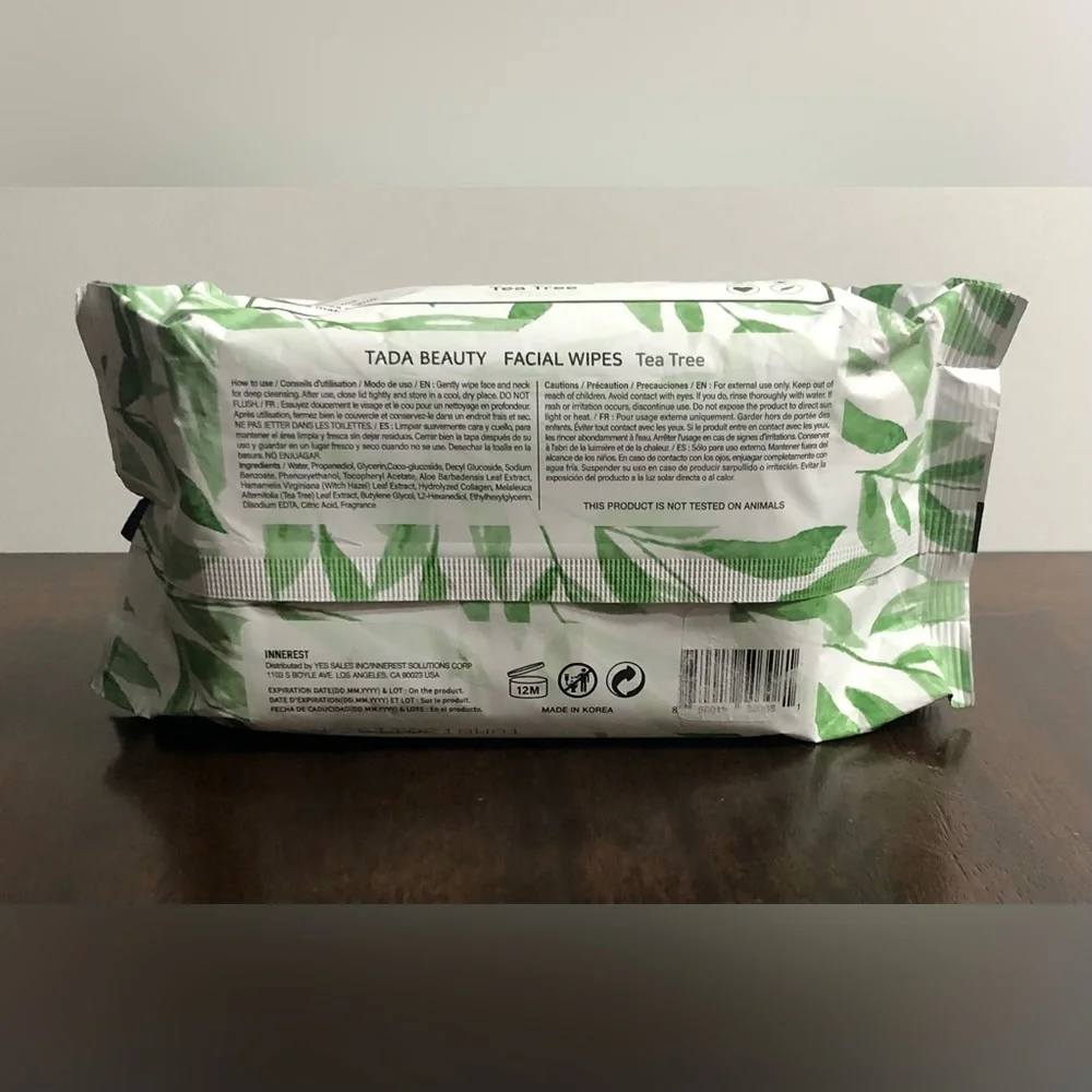 MakeUp Cleansing Tea Tree wipes with Collagen aloe vera vit E/hazel. 80wipes